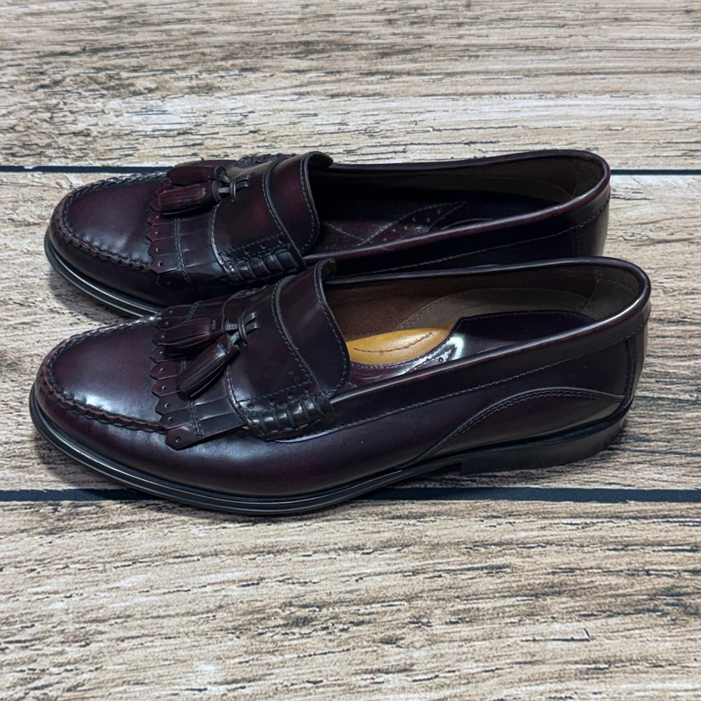 Bass Weejuns Barnett Loafers Mens 8.5M Burgundy Kiltie Tassel Leather Shoes